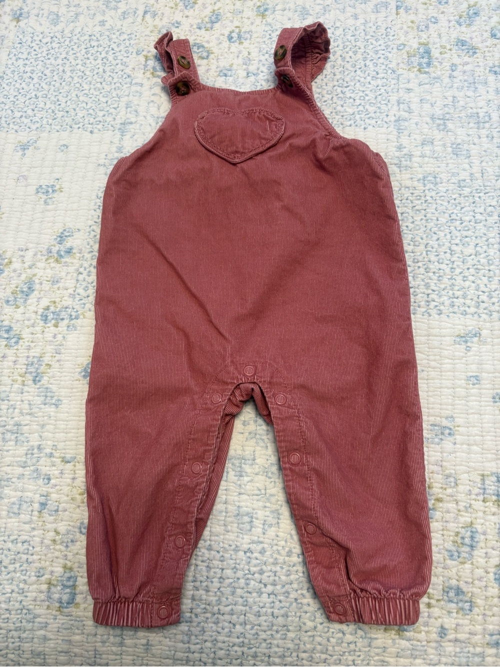 Carter’s Baby Girl Pink Corduroy Heart Overalls 9 Months